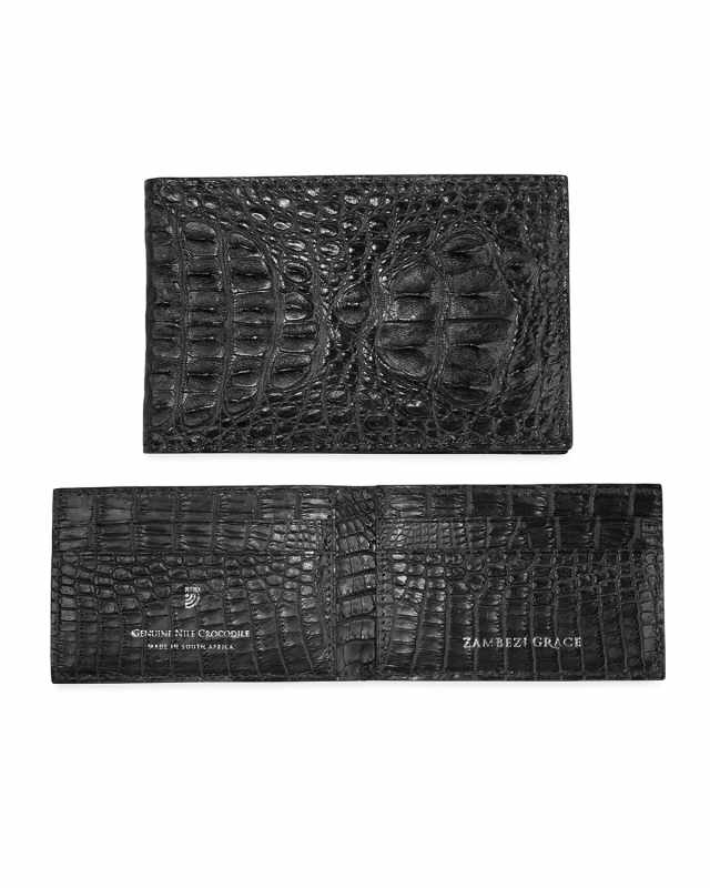 Men's Super-Slim Crocodile %26 Leather Bifold Wallet